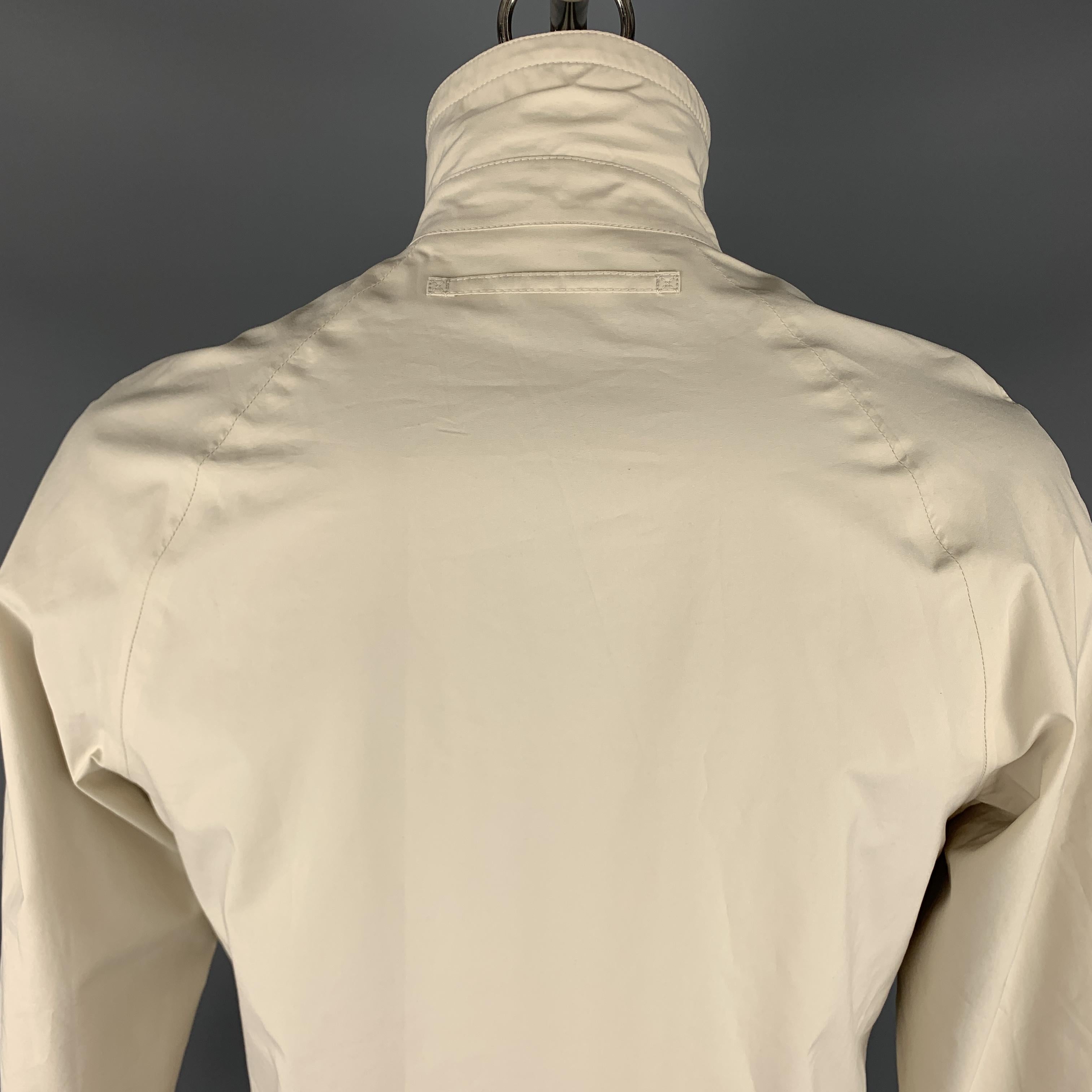 PRADA Size M Ivory Polyester Ribbed Collar Long Coat 1