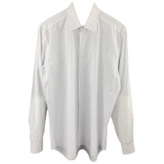PRADA Size M Lavender Stripe Cotton Button Up Long Sleeve Shirt