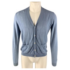 PRADA Size M Light Blue Knit Wool V-Neck Cardigan