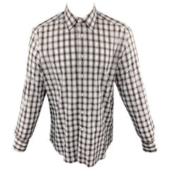 PRADA Size M Multi-Color Plaid Cotton Button Up Long Sleeve Shirt