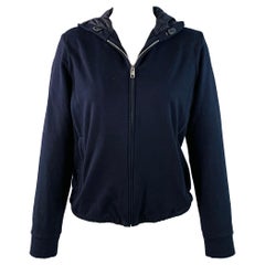 PRADA Size M Navy Cotton Blend Hooded Zip Up Jacket