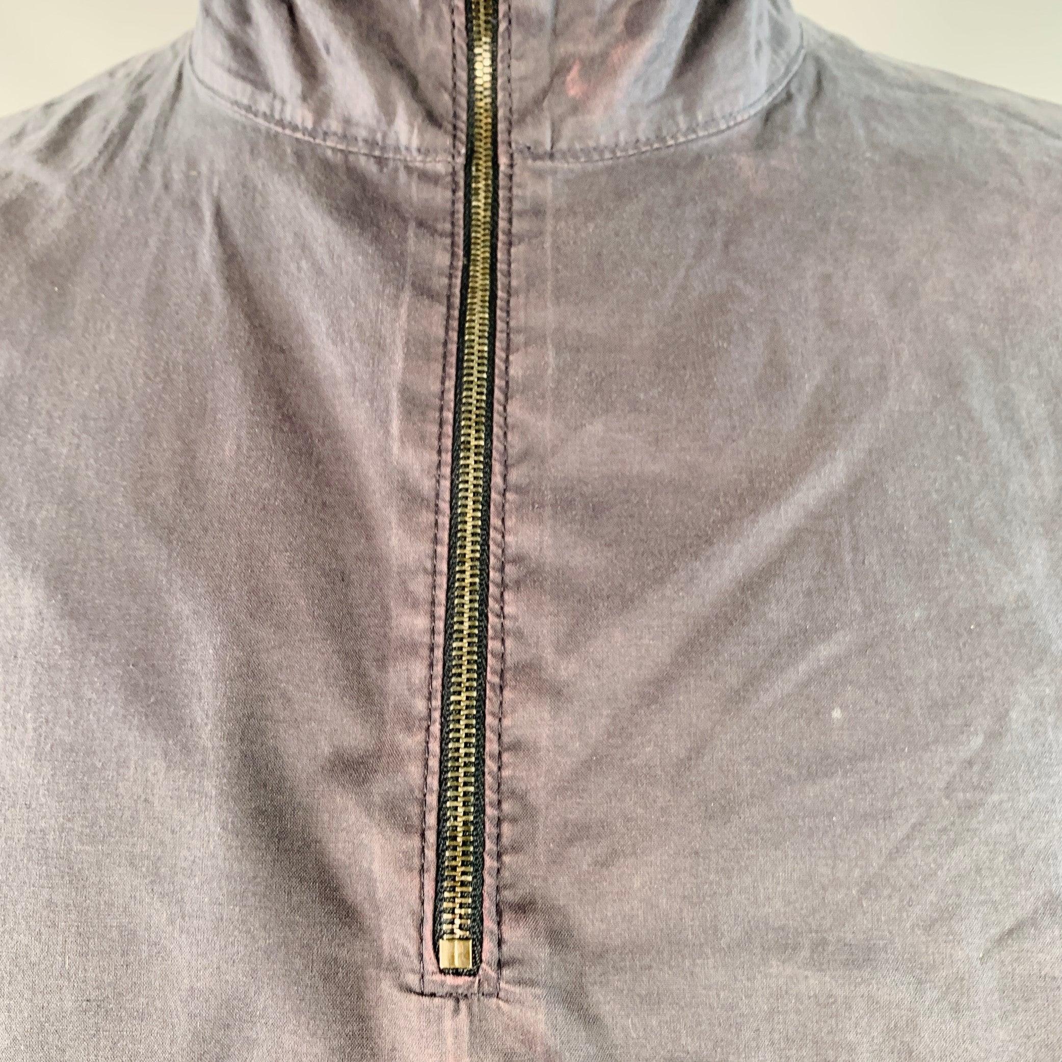PRADA Size M Navy Cotton Layered 1/4 Zip Pullover For Sale 2
