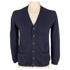 PRADA Size M Navy Wool Cashmere Buttoned Cardigan