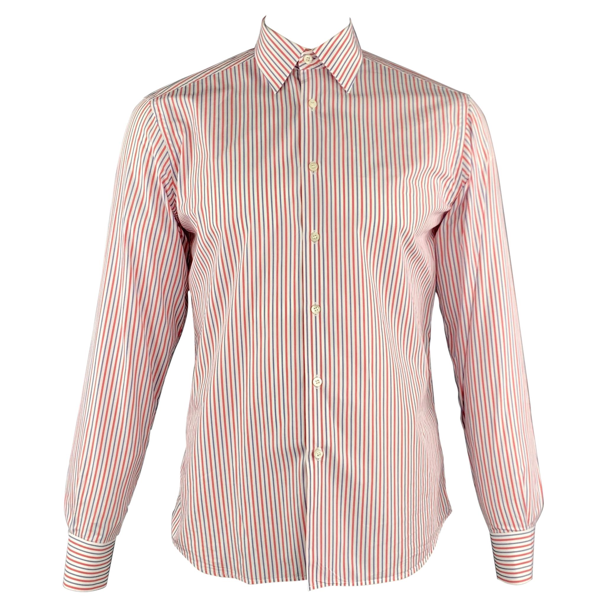 PRADA Size M Red White Blue Stripe Cotton Button Up Long Sleeve Shirt at  1stDibs | prada pop stripe button-down top, red white and blue button up  shirt, prada long sleeve shirt