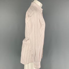 PRADA Size M White Orange Stripe Cotton Long Sleeve Shirt