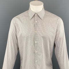 PRADA Size M White Plaid Cotton Button Up Long Sleeve Shirt