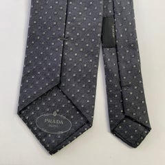 PRADA Size One Size Grey White Diamond Tie