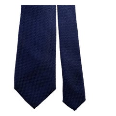 PRADA Size One Size Navy Woven Silk Tie