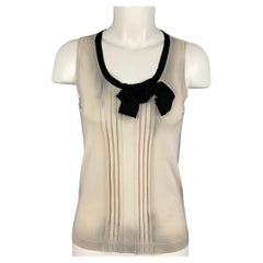 PRADA Size S Beige Black Silk Ombre Sleeveless Dress Top