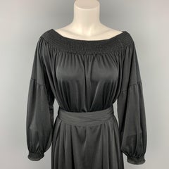 PRADA Size S Black Jersey Polyester Bohemian Belted Dress