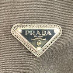 PRADA Taglia S Nero Lana Vergine Twill Colletto a contrasto Zip Up & Up