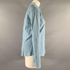 PRADA Size S Blue Linen Blend Spread Collar Shirt