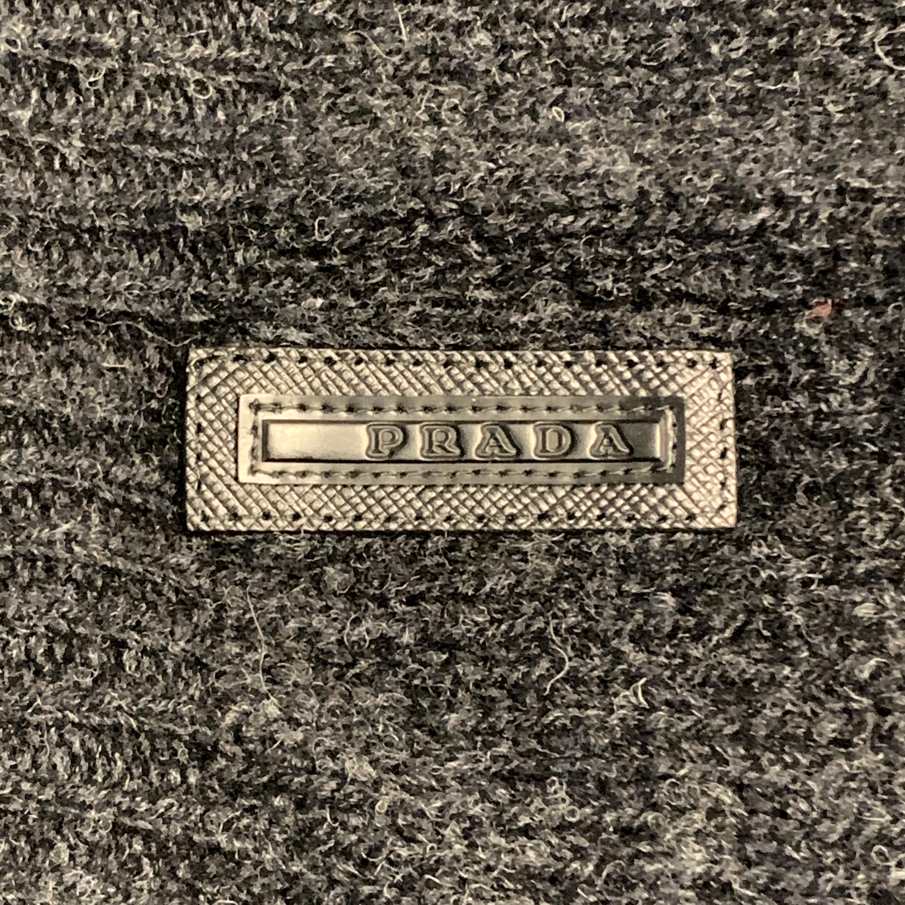 Men's PRADA Size S Charcoal Wool Blend Crew-Neck Elbow Patches Pullover Sweater