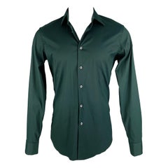 PRADA Size S Green Cotton Elastane Button Up Long Sleeve Shirt