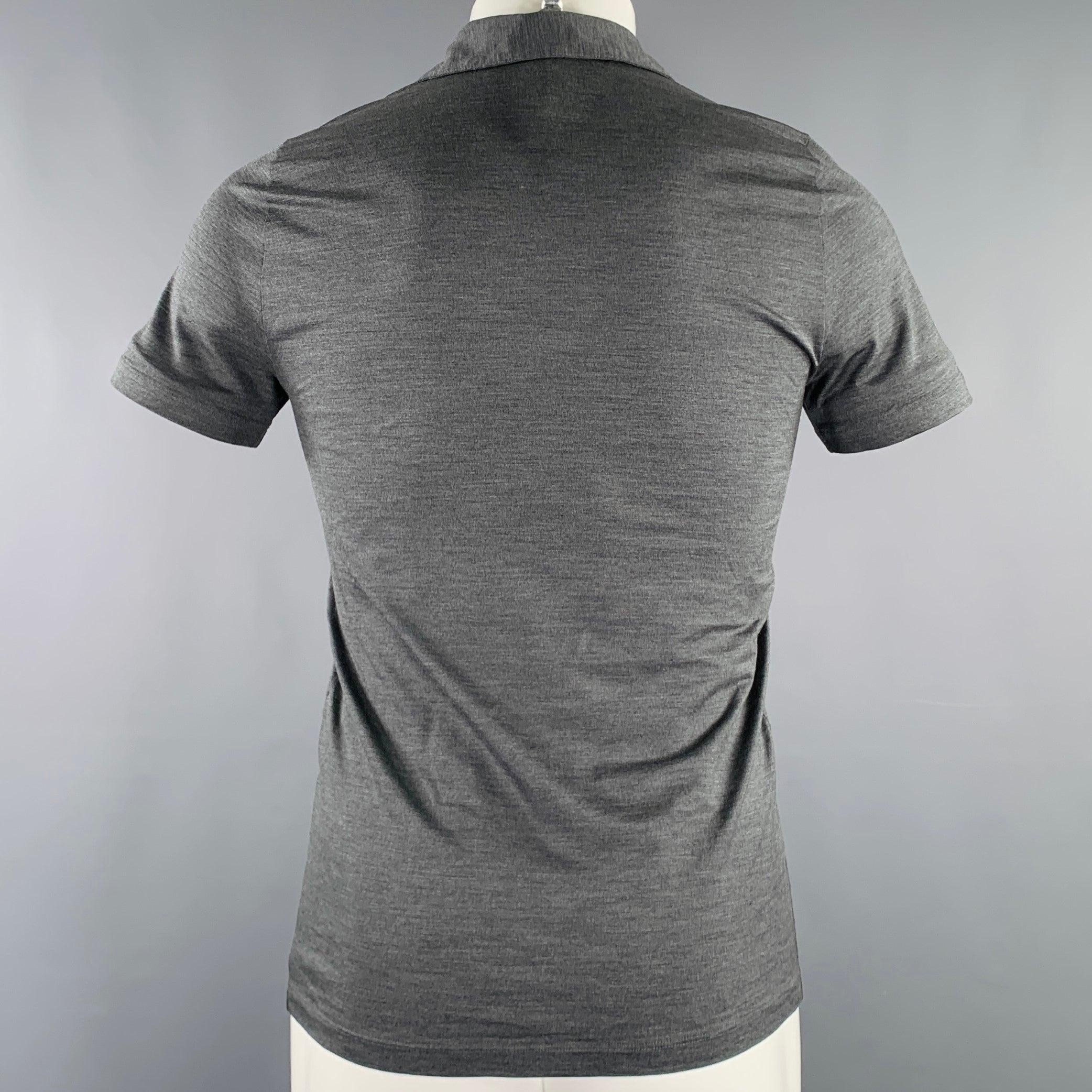 Gray PRADA Size S Grey Shimmery Short Sleeve Polo For Sale