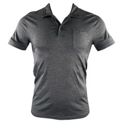 PRADA Size S Grey Shimmery Short Sleeve Polo
