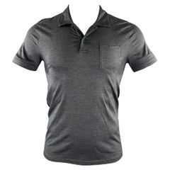 PRADA Size S Grey Shimmery Short Sleeve Polo