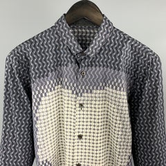 PRADA Size S Grey & White Abstract Circles Cotton Button Up Long Sleeve Shirt