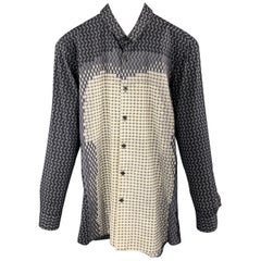 PRADA Size S Grey & White Abstract Circles Cotton Button Up Long Sleeve Shirt