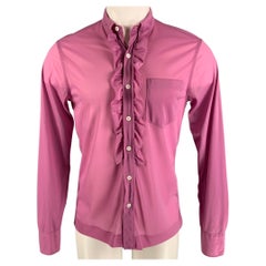 PRADA Size S Lavender Ruffled Polyamide Button Up Long Sleeve Shirt