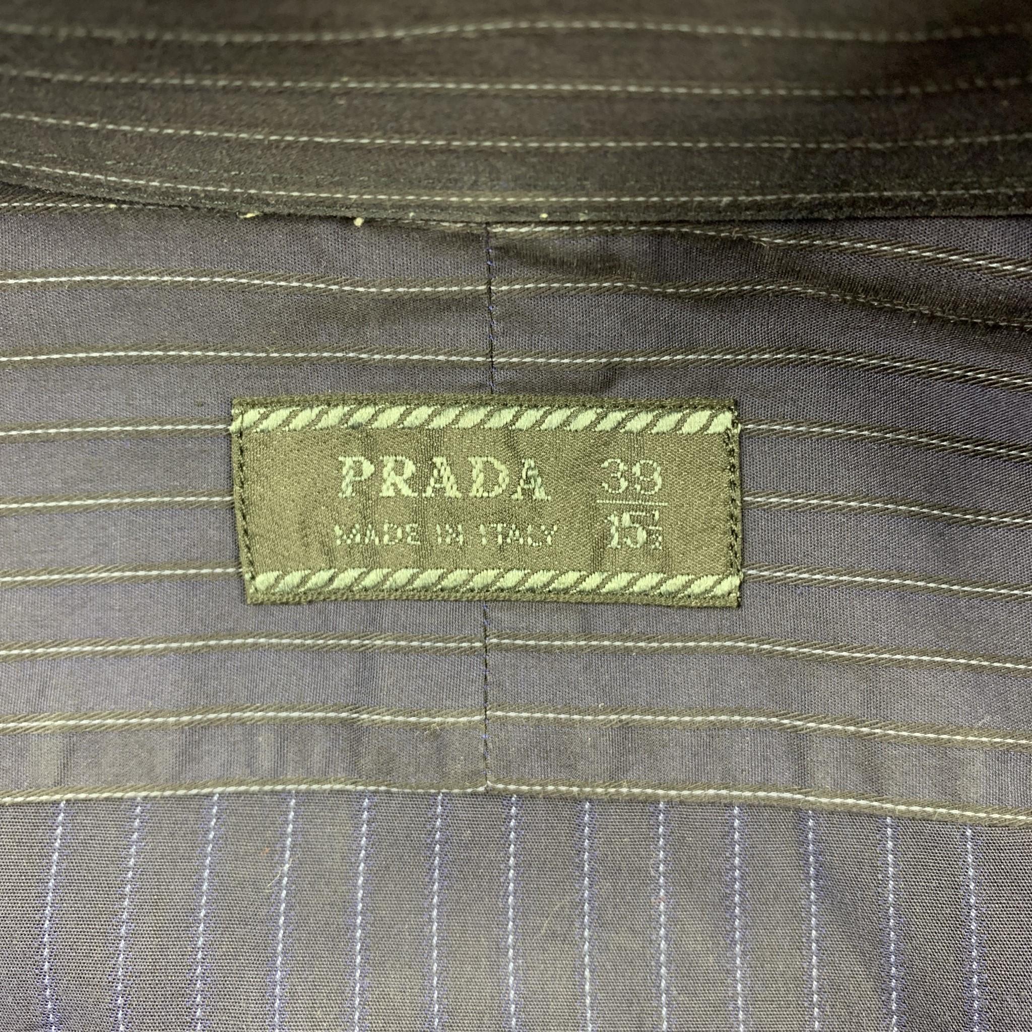 Men's PRADA Size S Navy Stripe Cotton Button Up Long Sleeve Shirt
