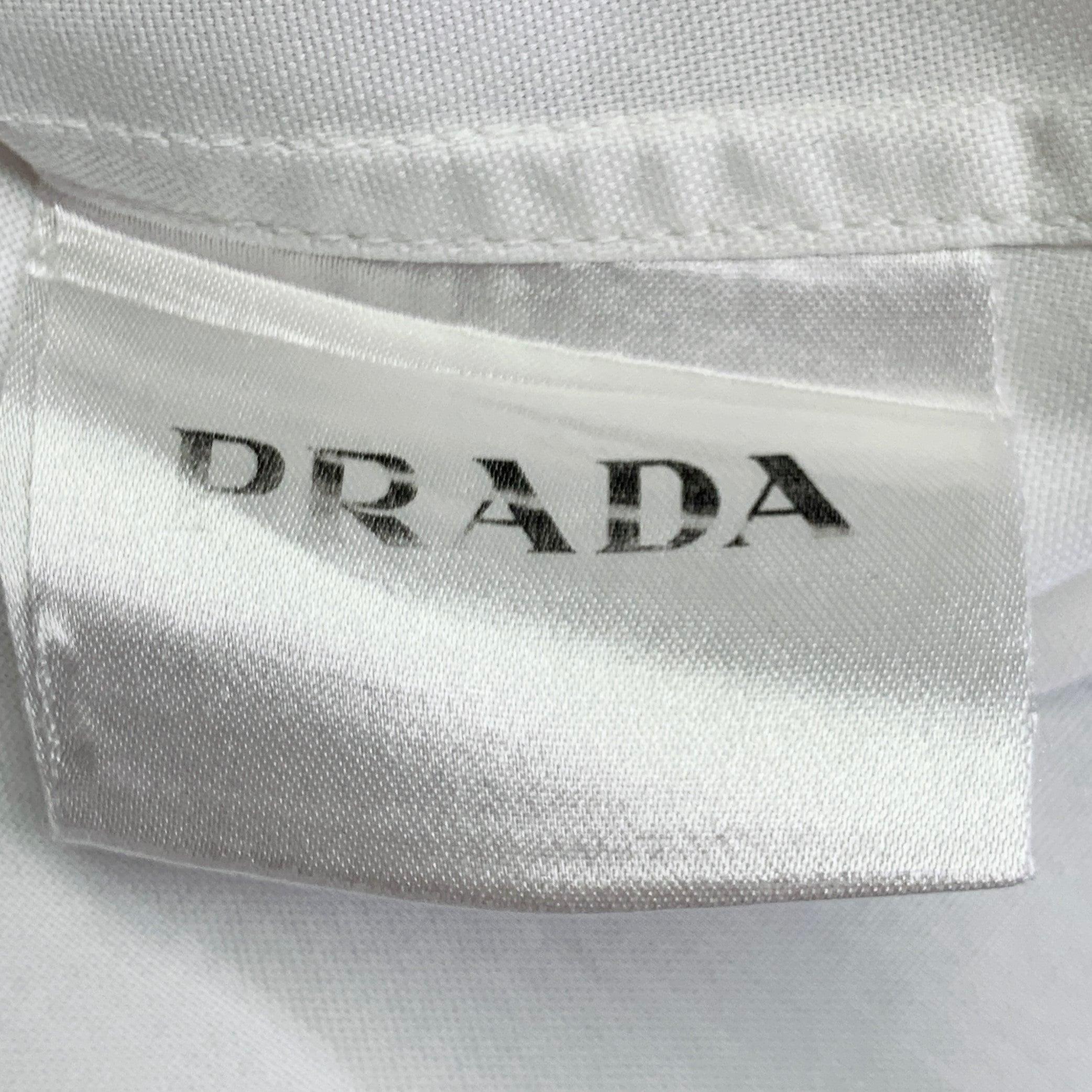 PRADA Size S White Cotton Button Down Collar One Pocket Long Sleeve Shirt Pour hommes en vente