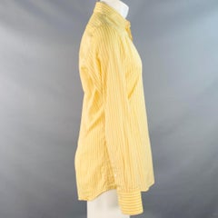 PRADA Size S Yellow Mustard Stripe Cotton Long Sleeve Shirt