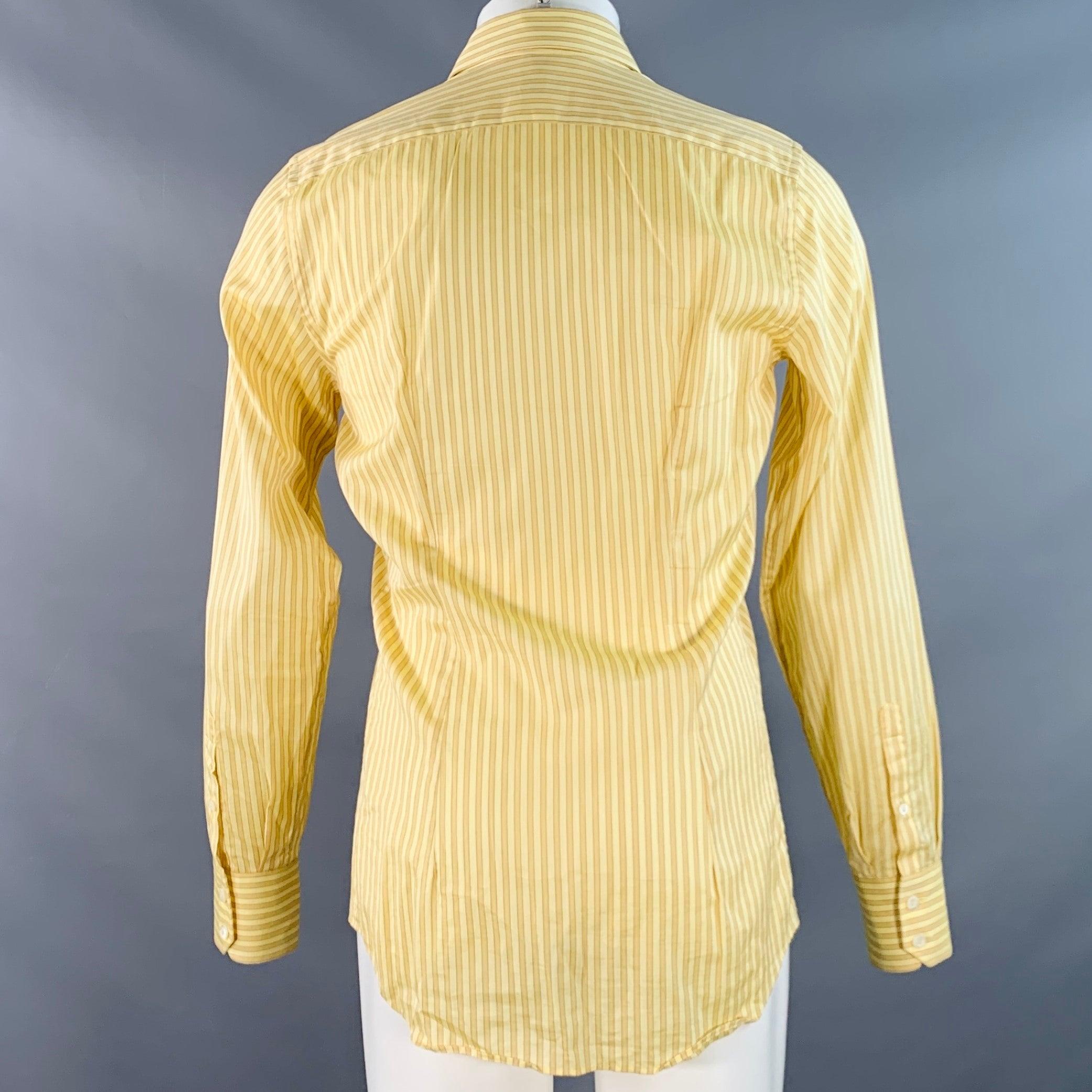 PRADA Talla S Camisa de manga larga de algodón a rayas amarillo mostaza Amarillo en venta