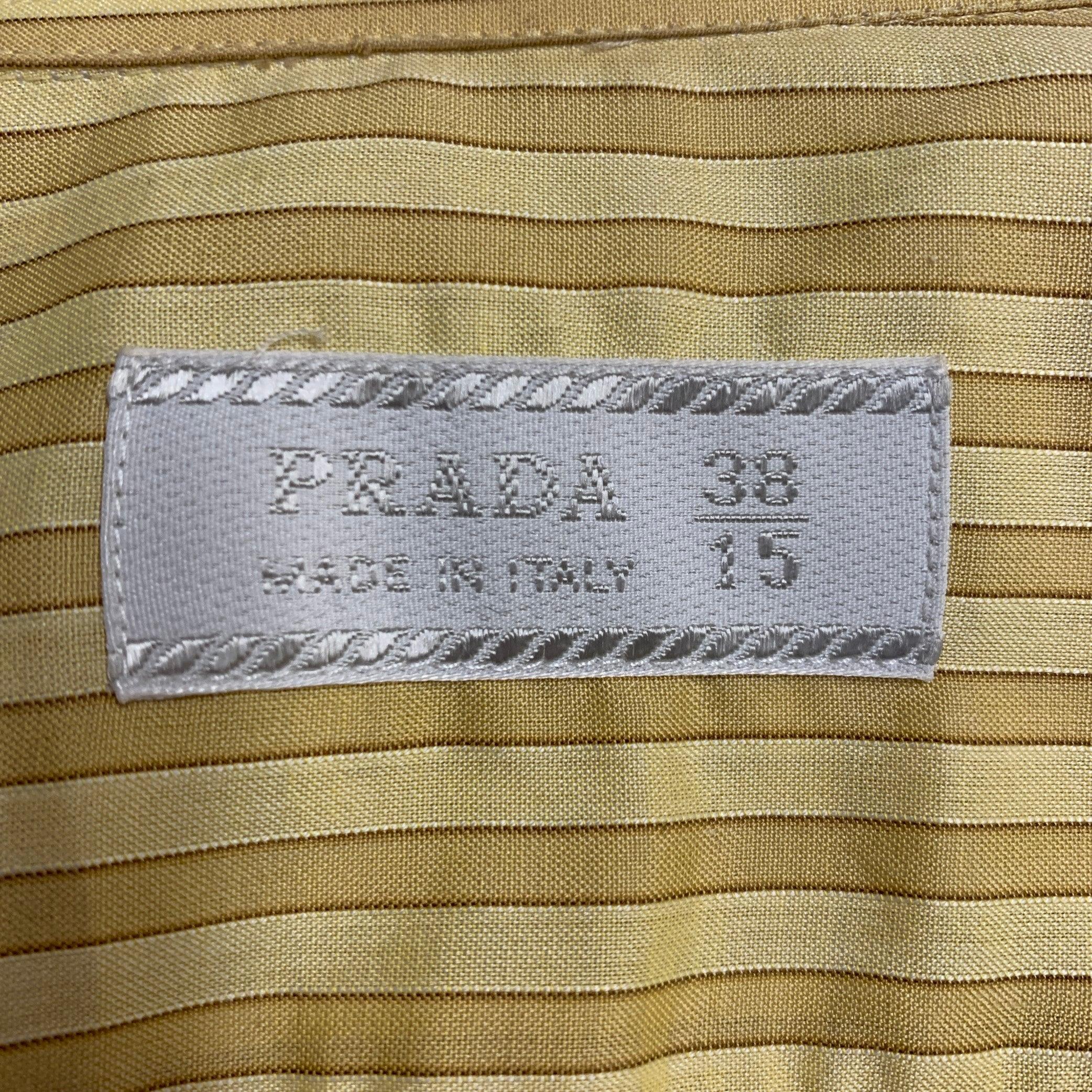 De los hombres PRADA Talla S Camisa de manga larga de algodón a rayas amarillo mostaza en venta