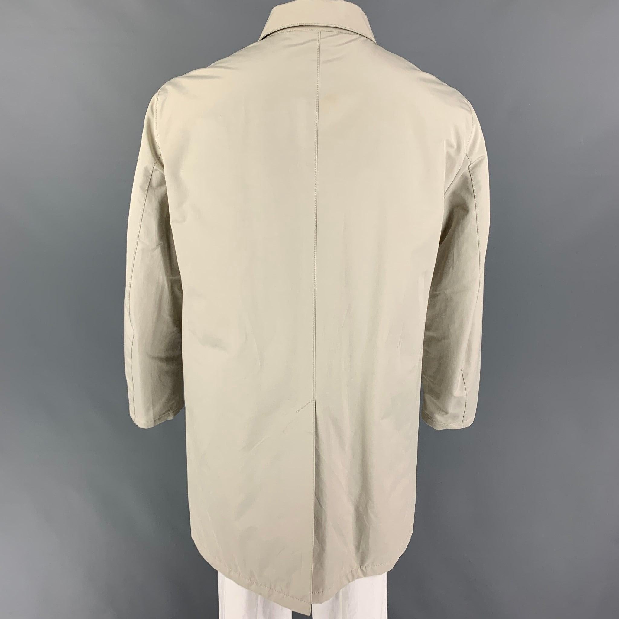 PRADA Size XL Beige Cotton / Polyester Buttoned Coat In Good Condition In San Francisco, CA