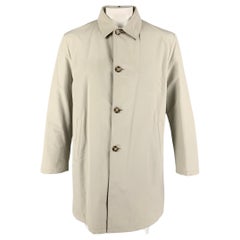 PRADA Size XL Beige Cotton / Polyester Buttoned Coat