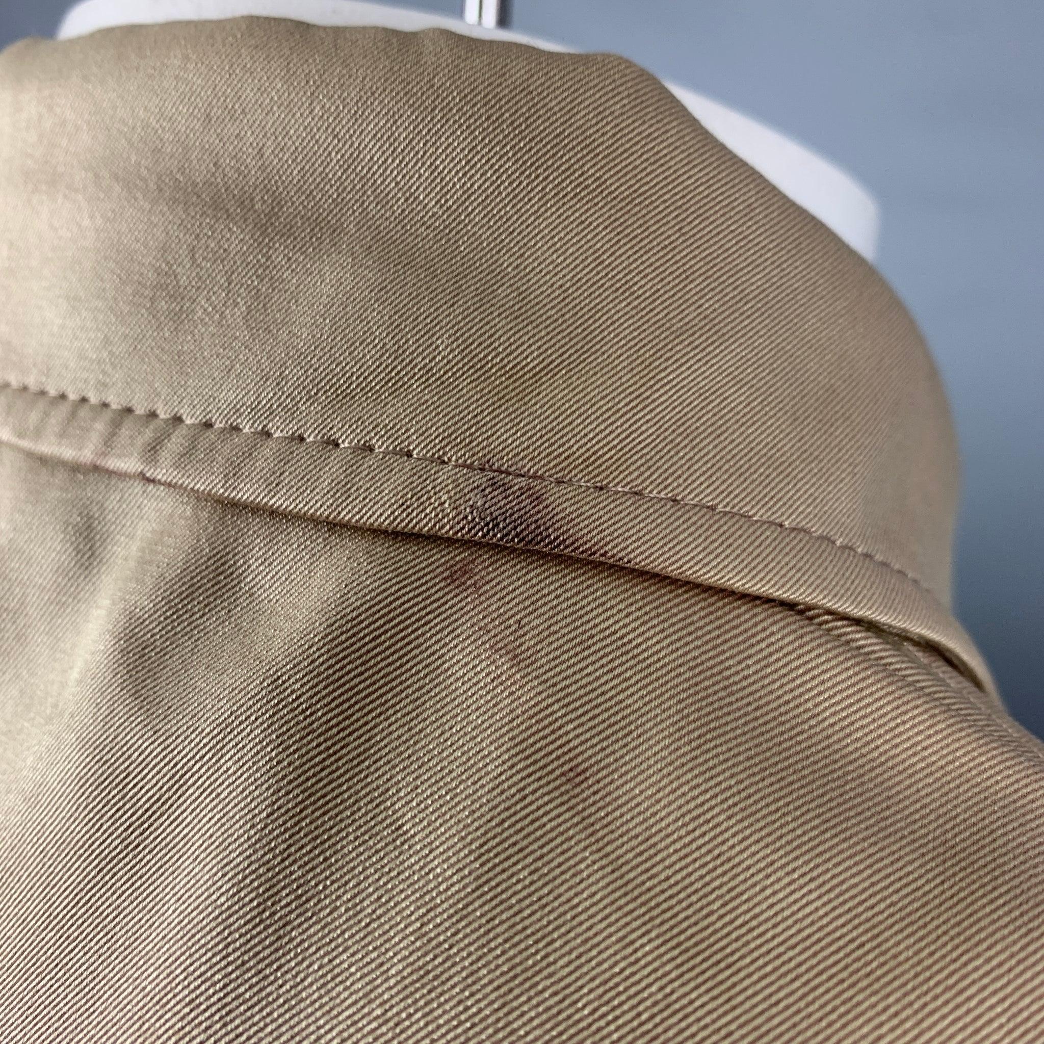 Men's PRADA Size XL Beige Solid Silk Blend Zip & Velcro Jacket For Sale