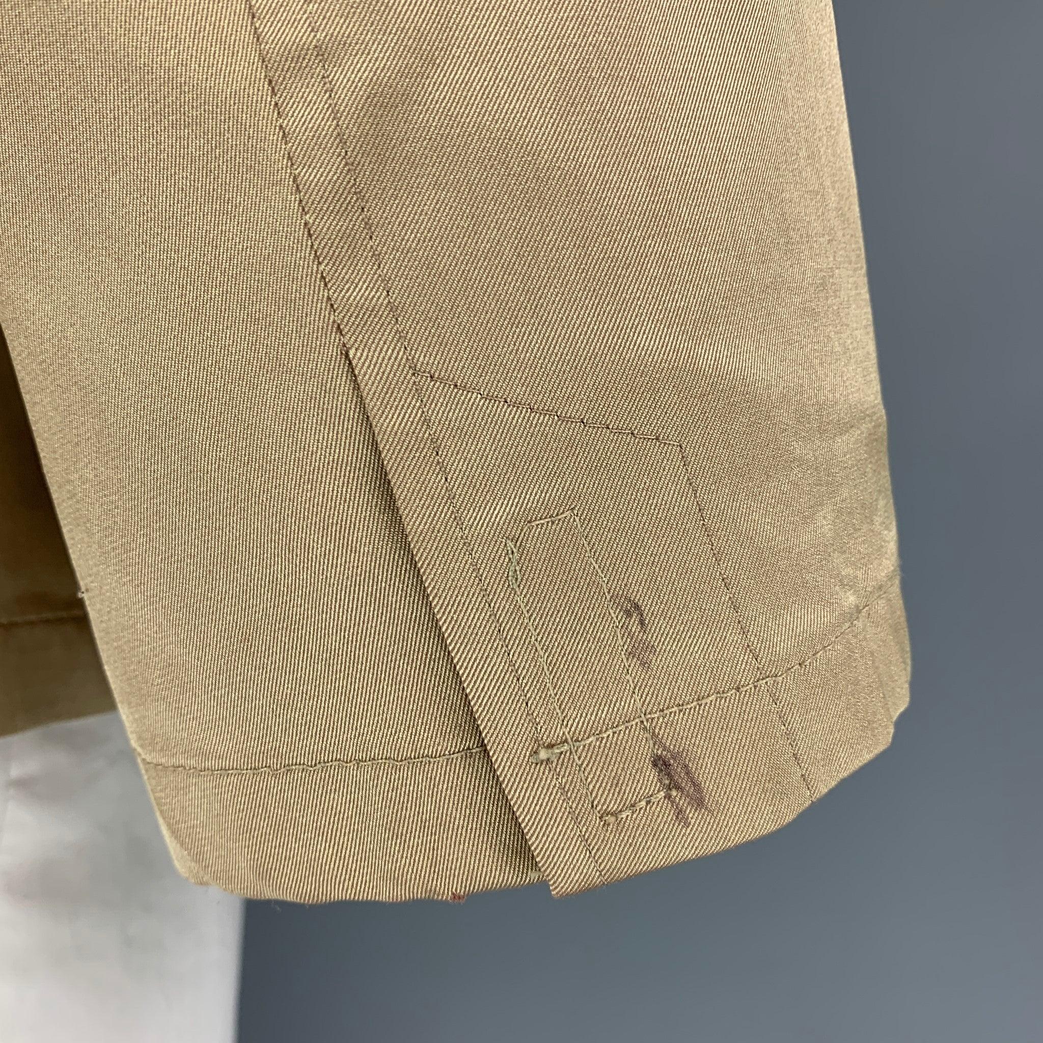 PRADA Size XL Beige Solid Silk Blend Zip & Velcro Jacket For Sale 1