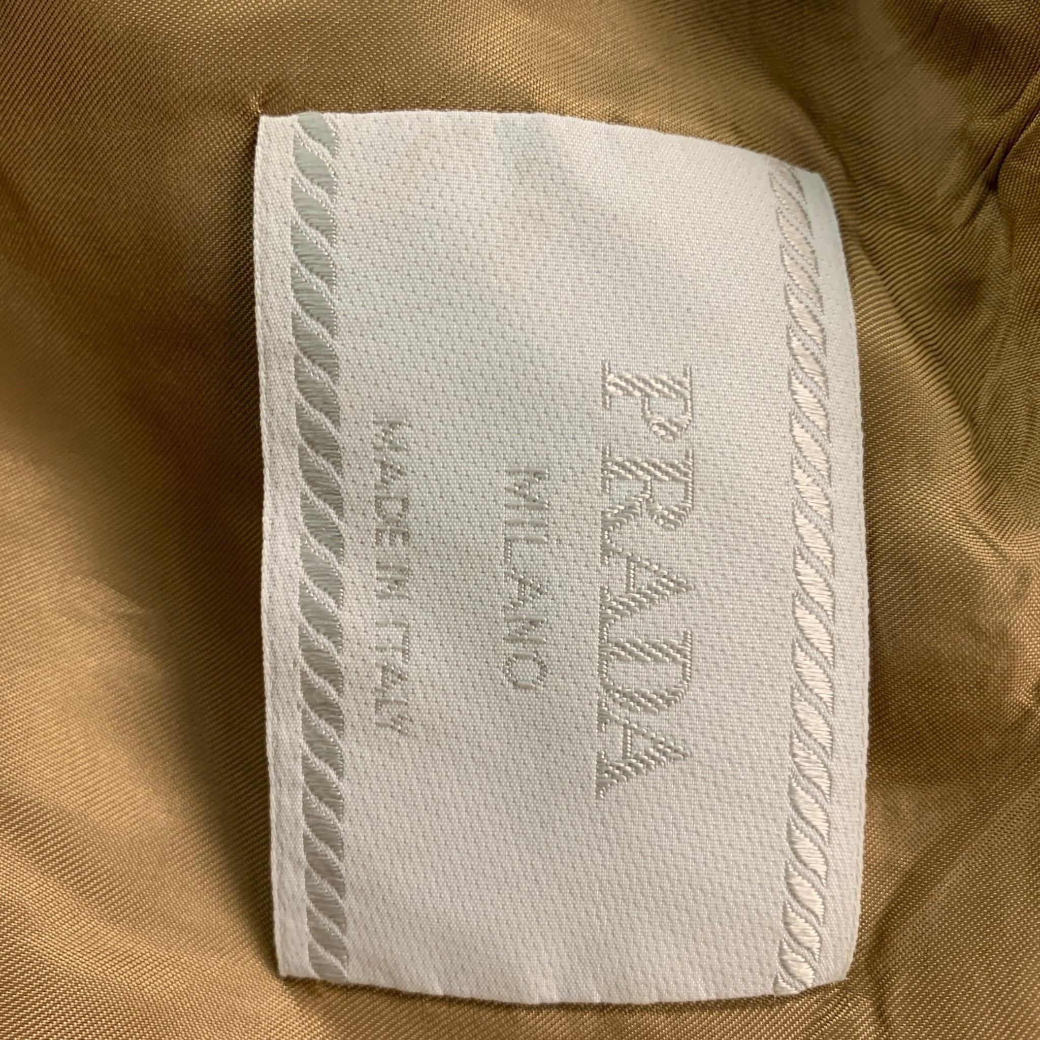 PRADA Size XL Beige Solid Silk Blend Zip & Velcro Jacket For Sale 2