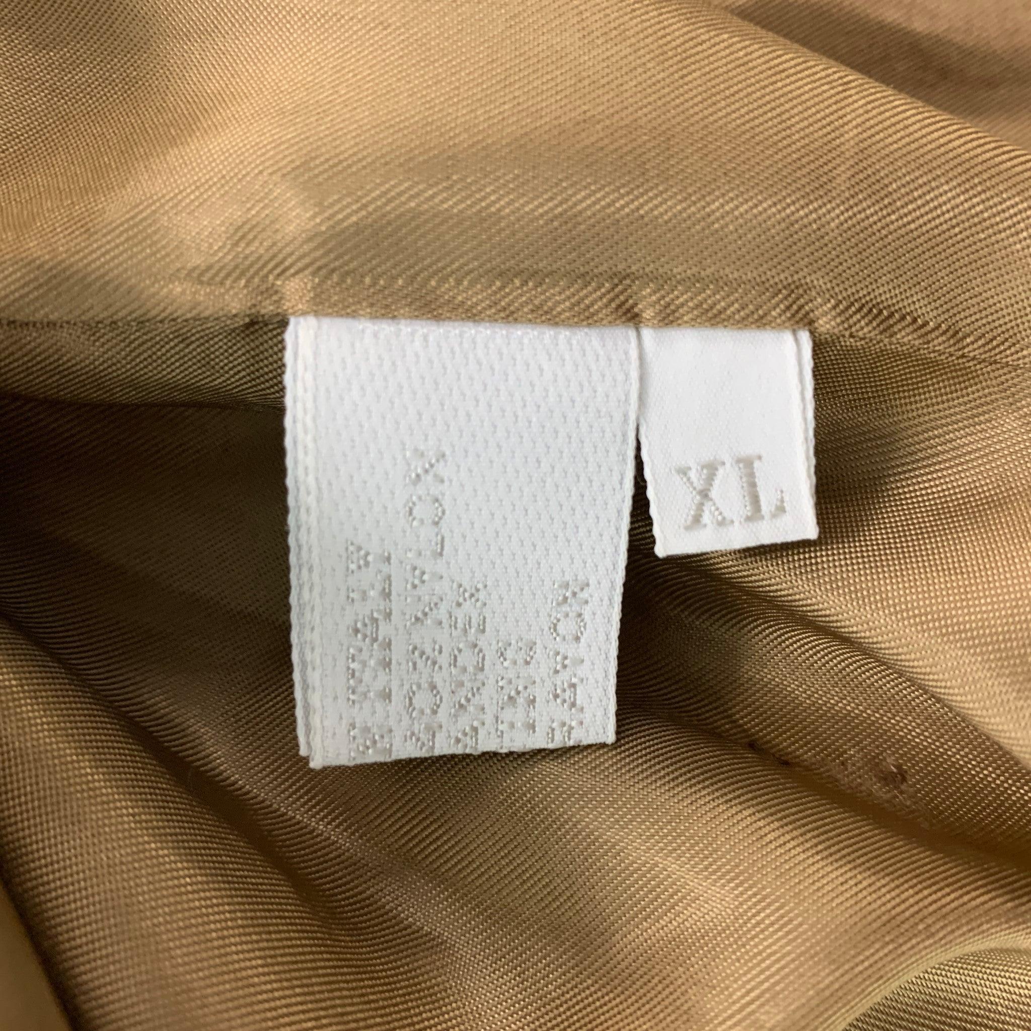 PRADA Size XL Beige Solid Silk Blend Zip & Velcro Jacket For Sale 3