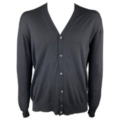 PRADA Size XL Black Solid Lana Wool Cardigan