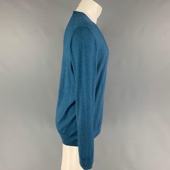 PRADA Size XL Blue Wool Silk Crew-Neck Pullover