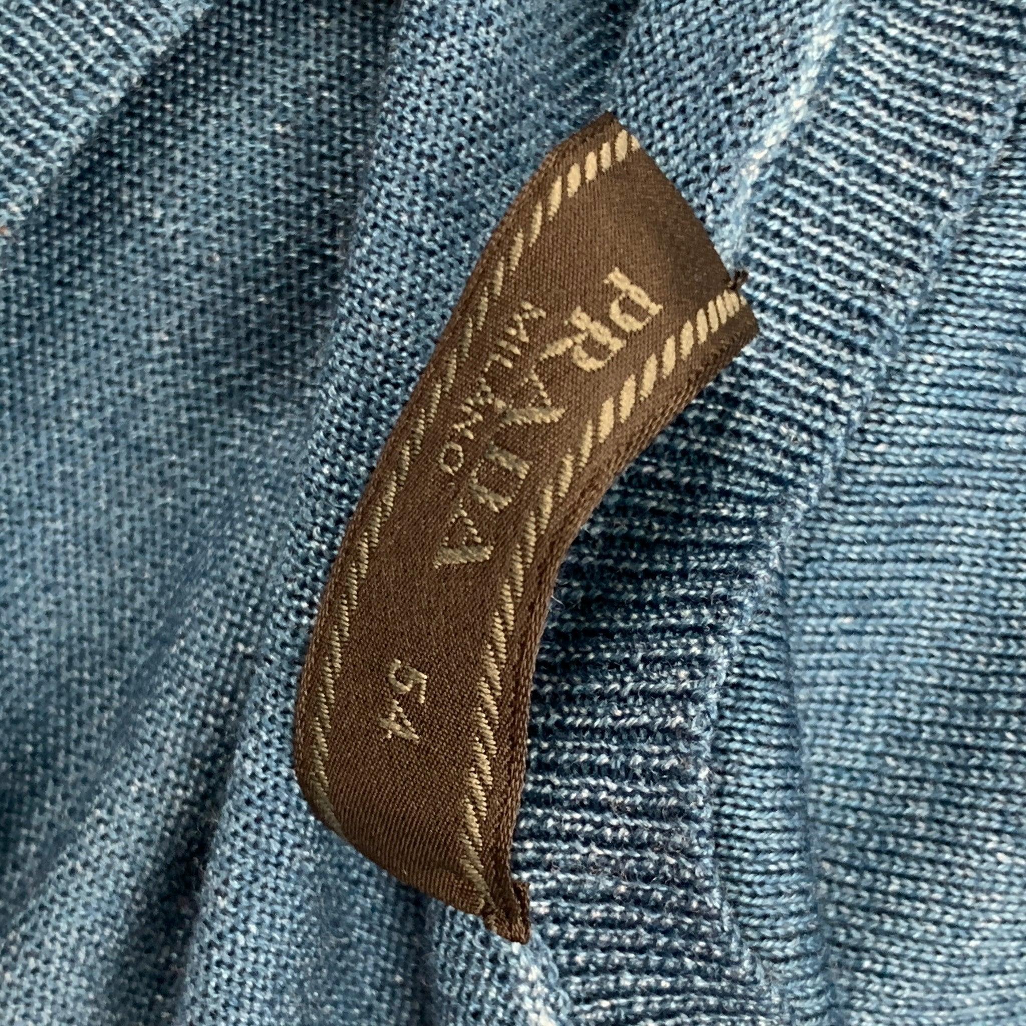 PRADA Size XL Blue Wool Silk Crew-Neck Pullover For Sale 3