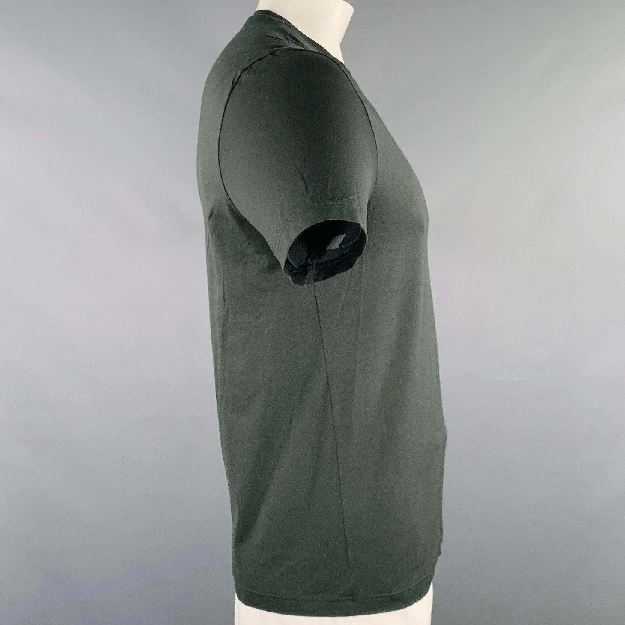 Black PRADA Size XL Forest Green Cotton Blend Crew Neck T-shirt