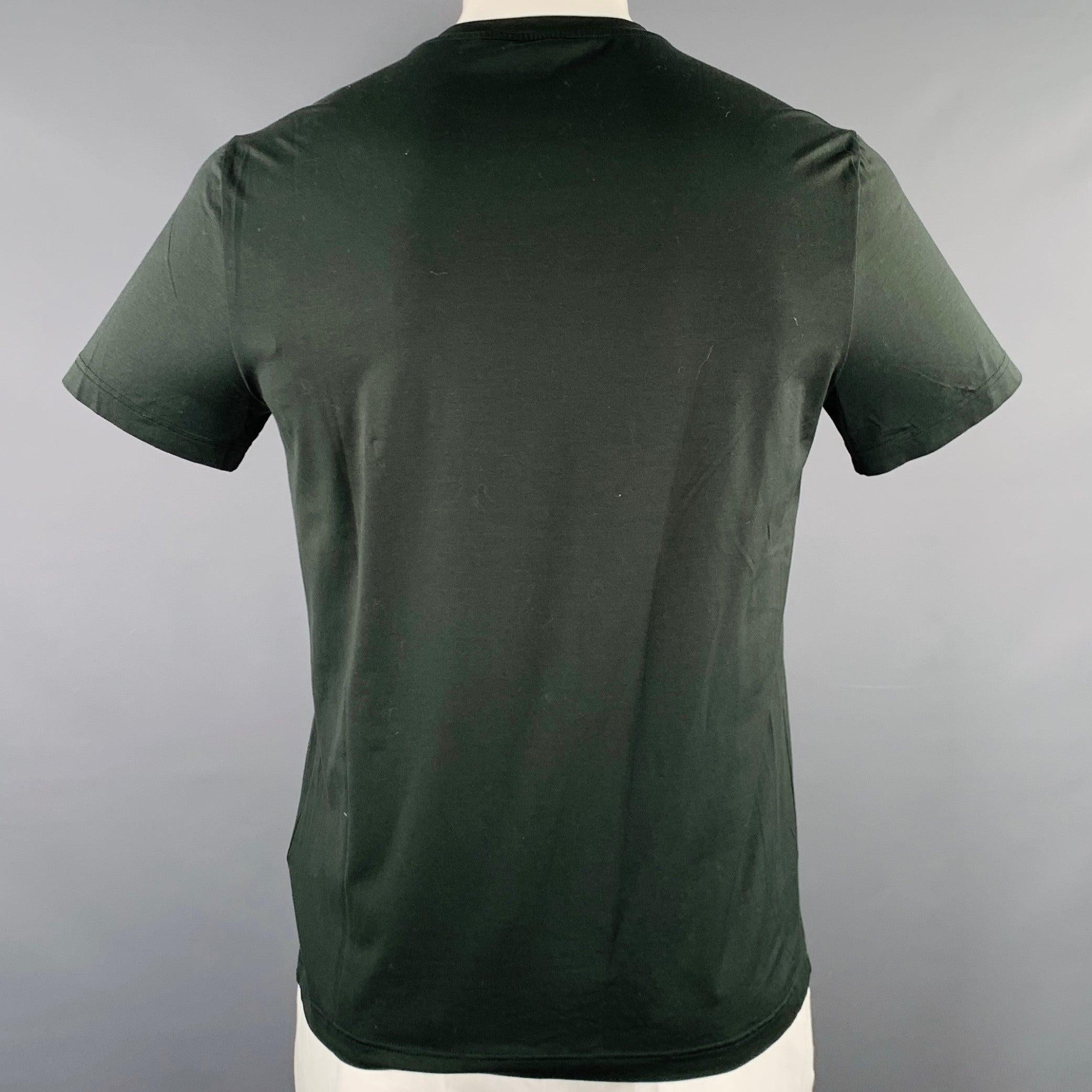 PRADA Size XL Forest Green Cotton Blend Crew Neck T-shirt In Excellent Condition In San Francisco, CA