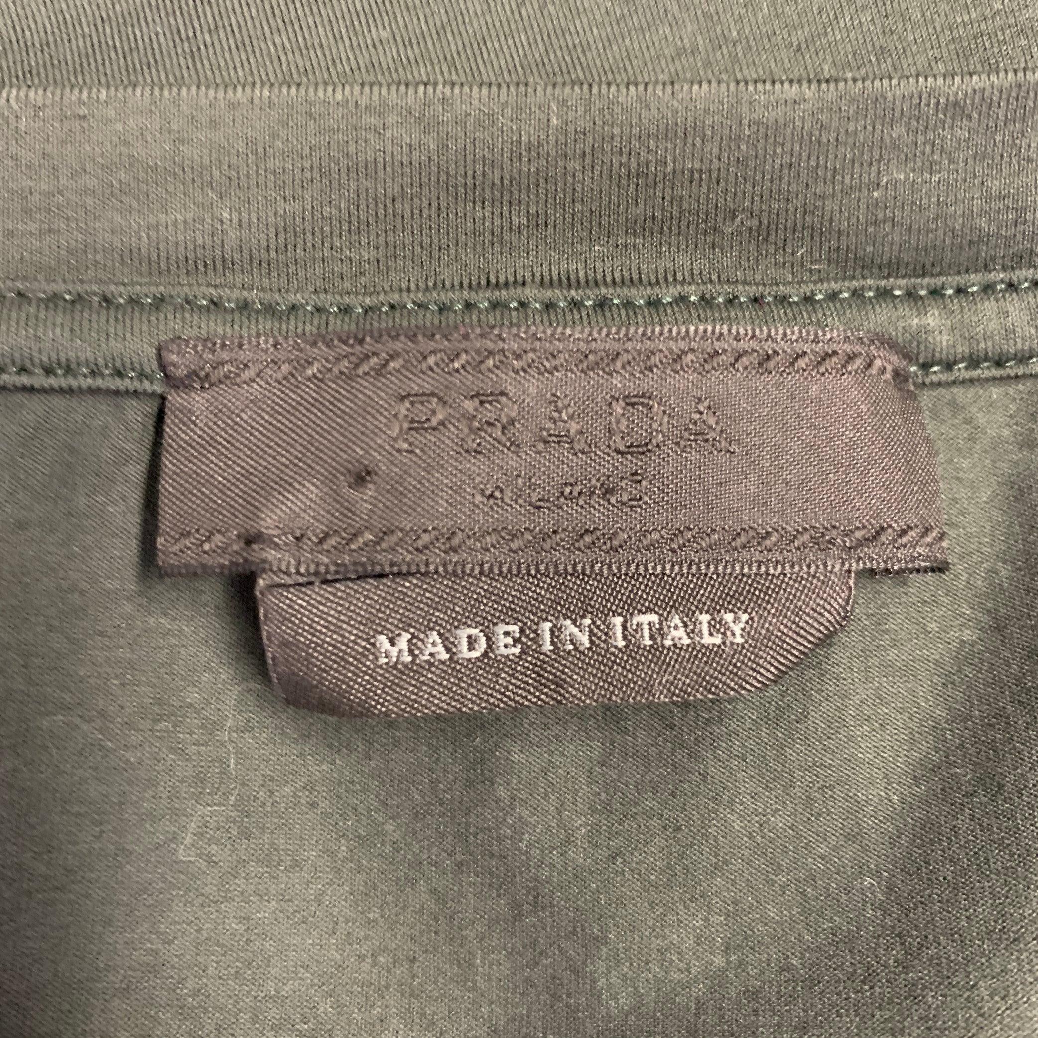 Men's PRADA Size XL Forest Green Cotton Blend Crew Neck T-shirt