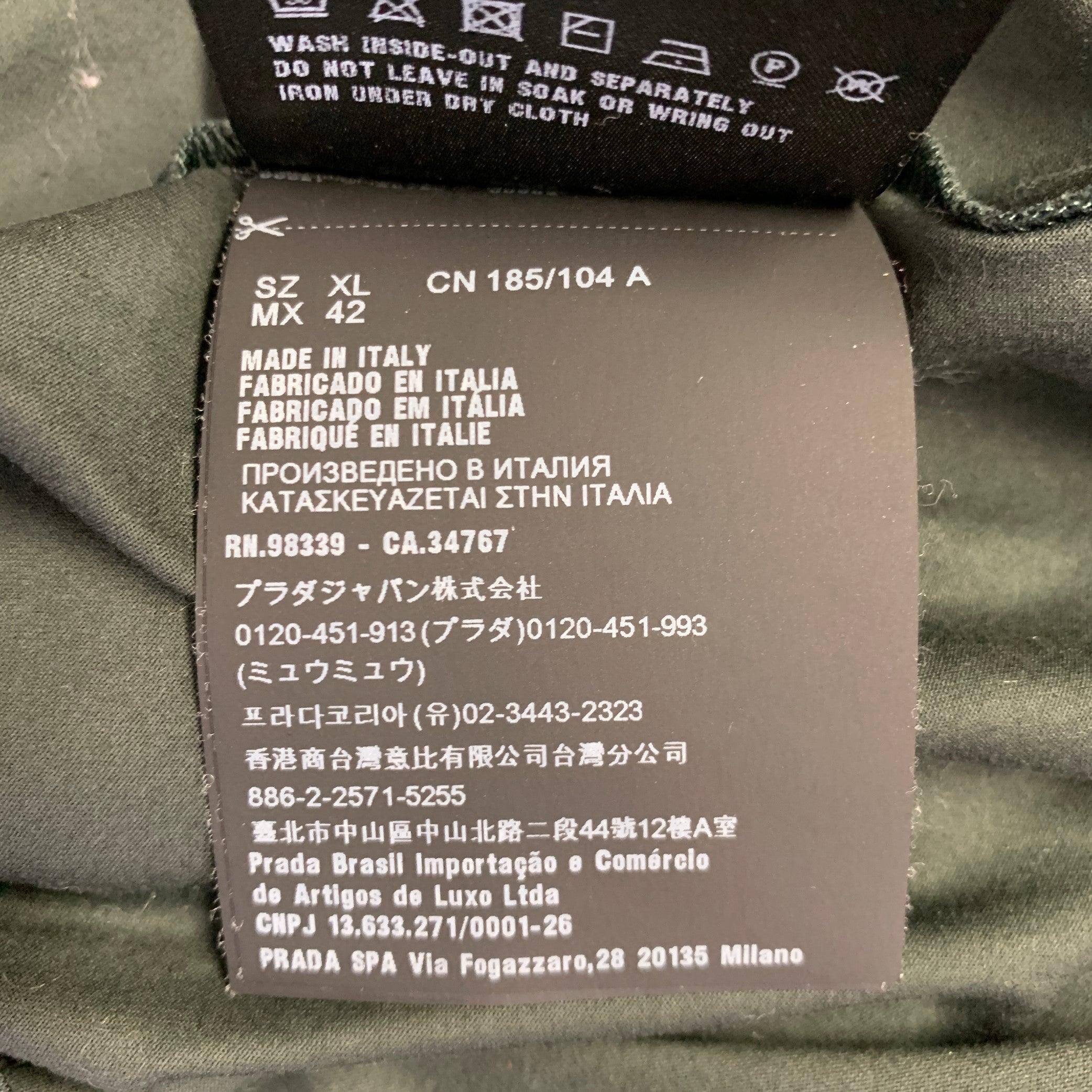 PRADA Size XL Forest Green Cotton Blend Crew Neck T-shirt 3