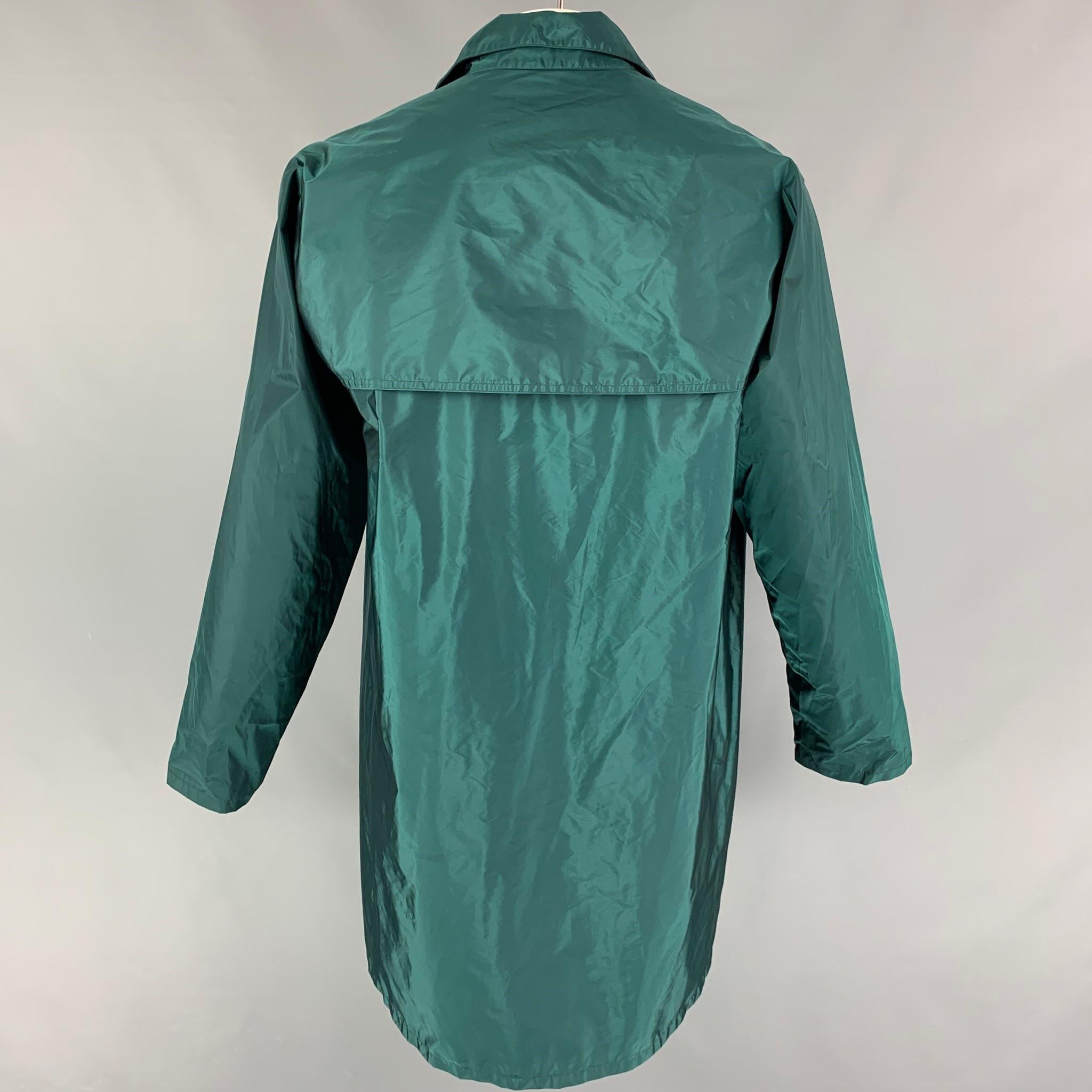 PRADA Size XL Green Nylon Blend Trench Coat In Good Condition In San Francisco, CA