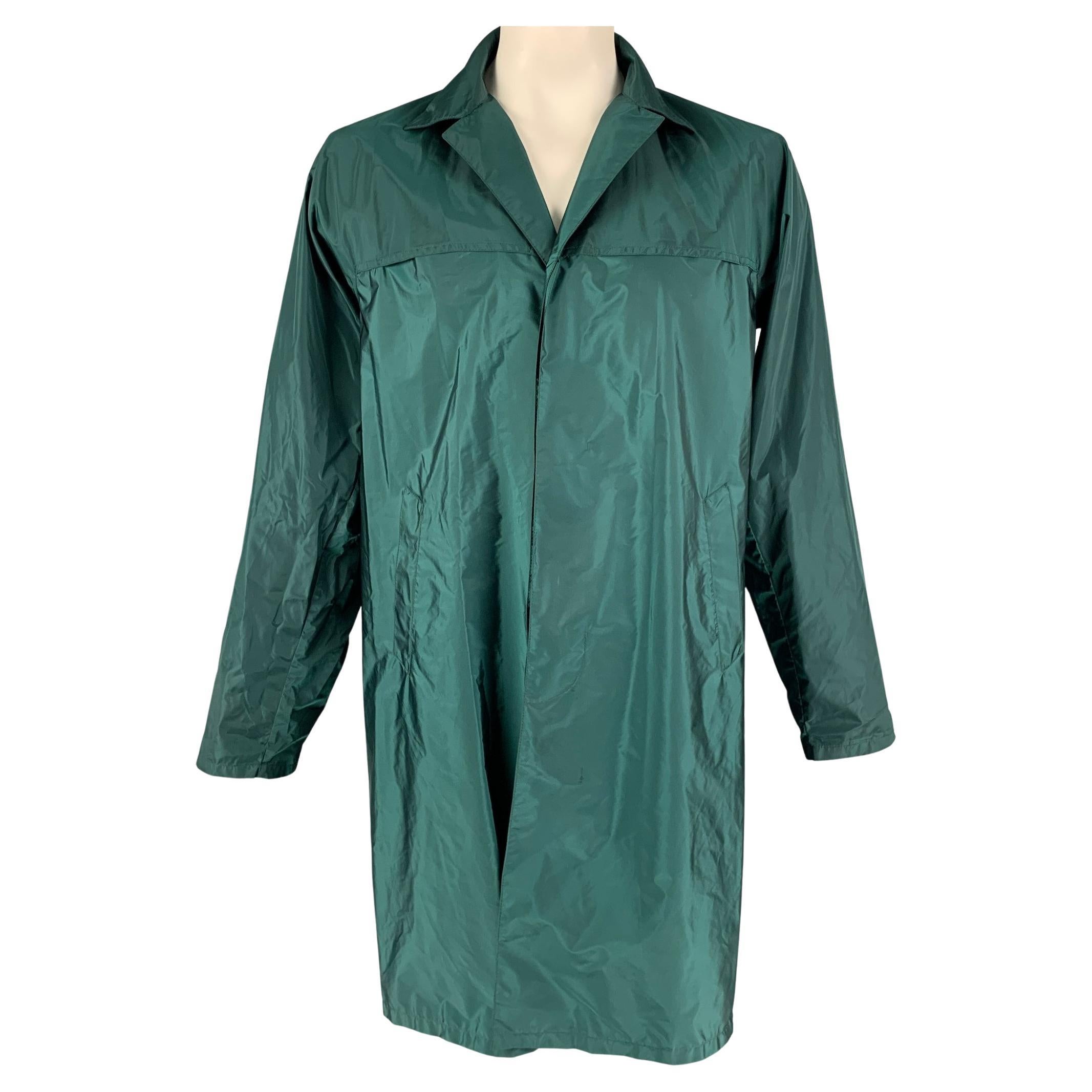 PRADA Size XL Green Nylon Blend Trench Coat