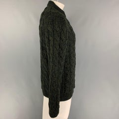 PRADA Size XL Green Olive Knitted Virgin Wool Sweater