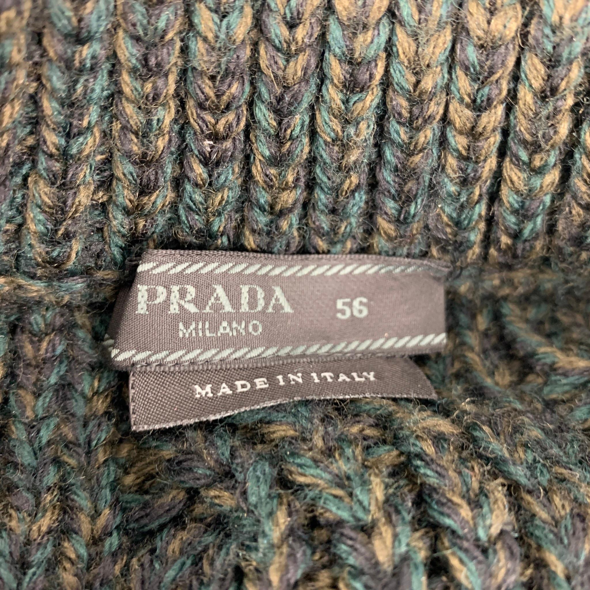 PRADA Size XL Green Olive Knitted Virgin Wool Sweater In Good Condition In San Francisco, CA
