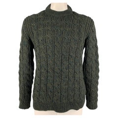 PRADA Size XL Green Olive Knitted Virgin Wool Sweater