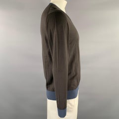 PRADA Pullover con scollo a V in maglia grigio-blu taglia XL