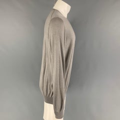PRADA Size XL Grey Cashmere Silk Crew-Neck Pullover
