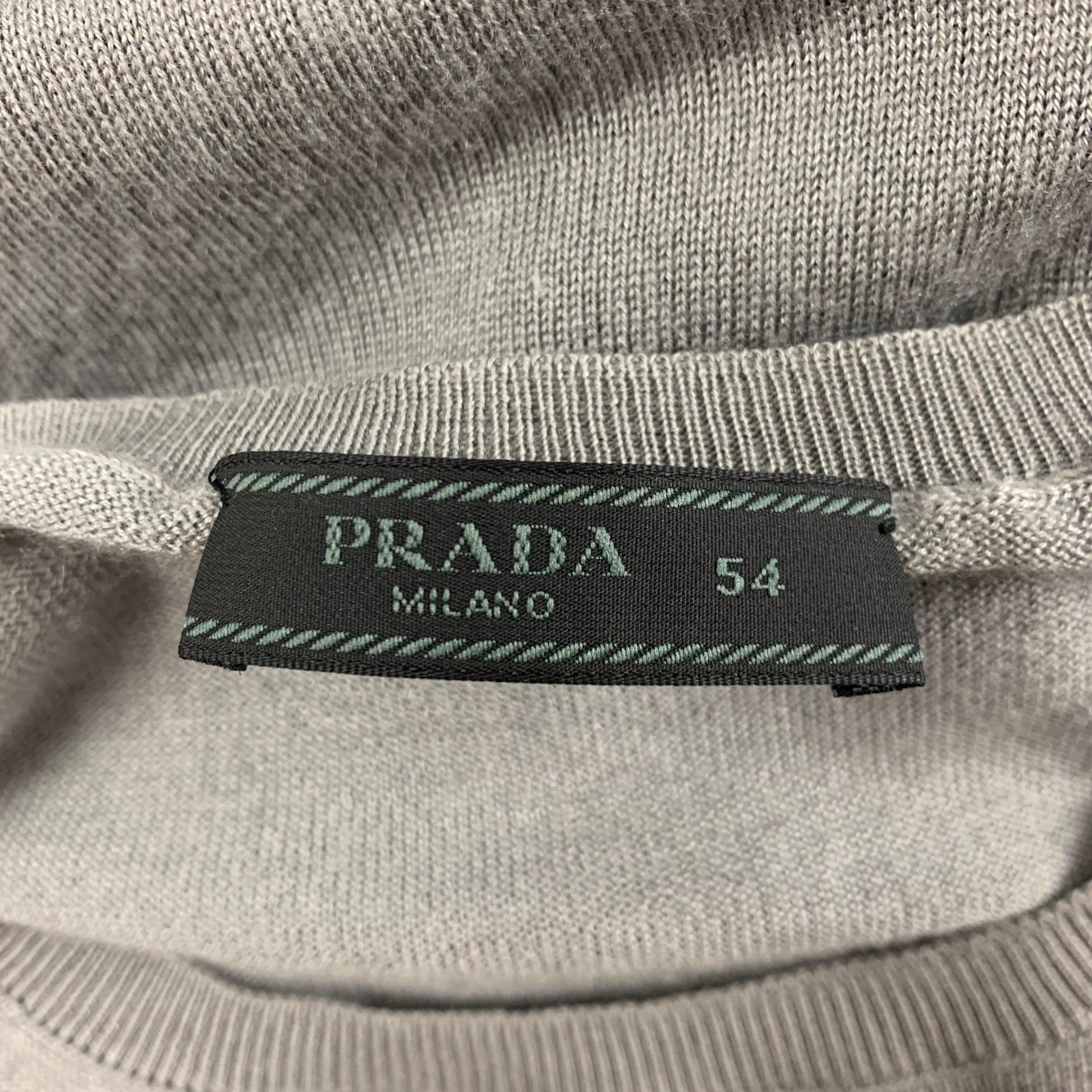 PRADA Size XL Grey Cashmere Silk Crew-Neck Pullover For Sale 3